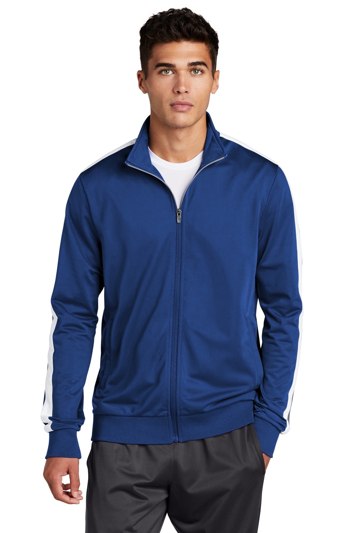 Sport-Tek ? Tricot Sleeve Stripe Track Jacket. JST94