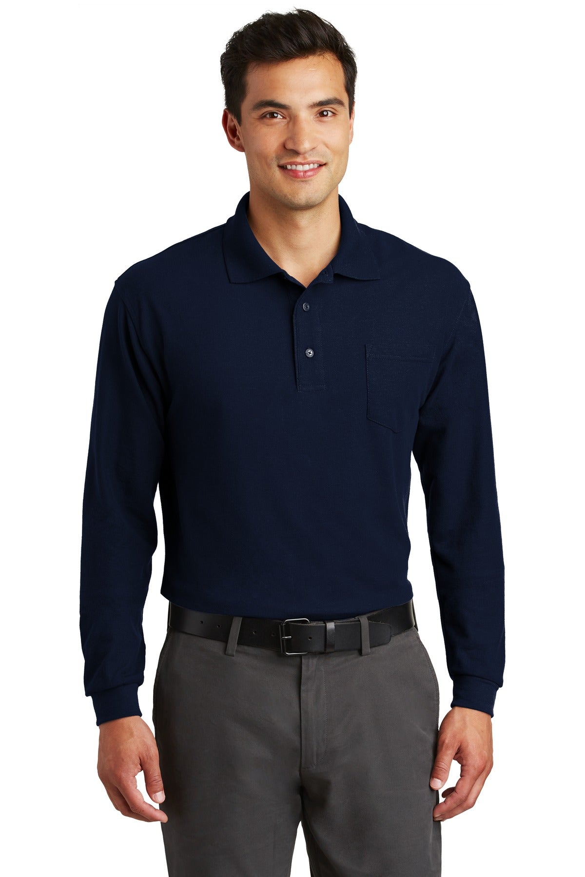 Port Authority? Long Sleeve Silk Touch? Polo with Pocket.  K500LSP