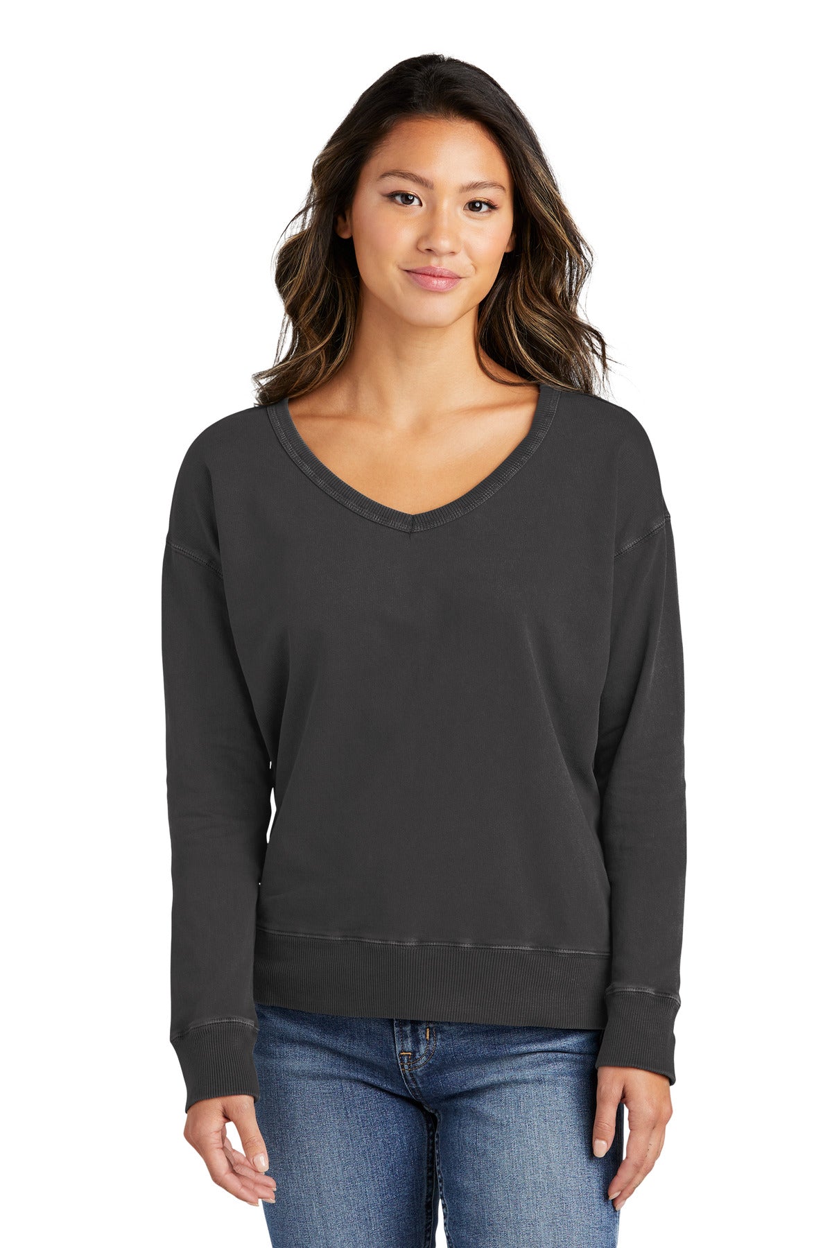 Port & Company? Women's Beach Wash? Garment-Dyed V-Neck Sweatshirt LPC098V