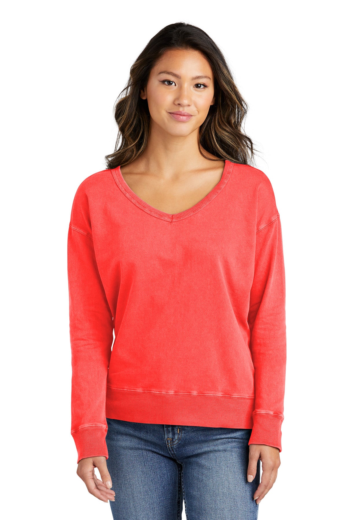 Port & Company? Women's Beach Wash? Garment-Dyed V-Neck Sweatshirt LPC098V