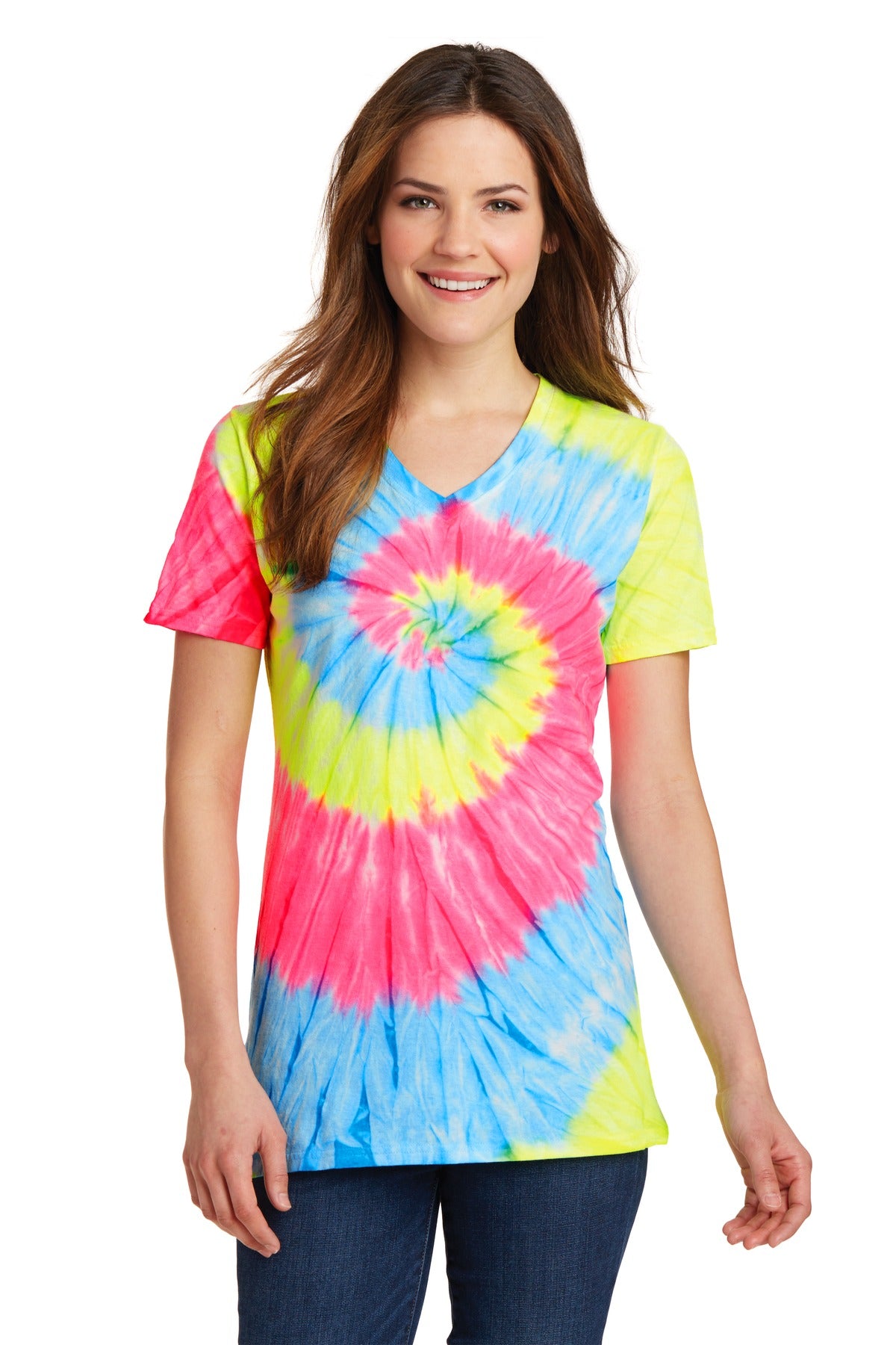 Port & Company? Women's Tie-Dye V-Neck Tee.  LPC147V