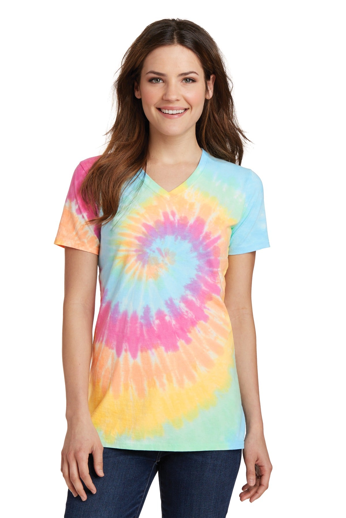 Port & Company? Women's Tie-Dye V-Neck Tee.  LPC147V