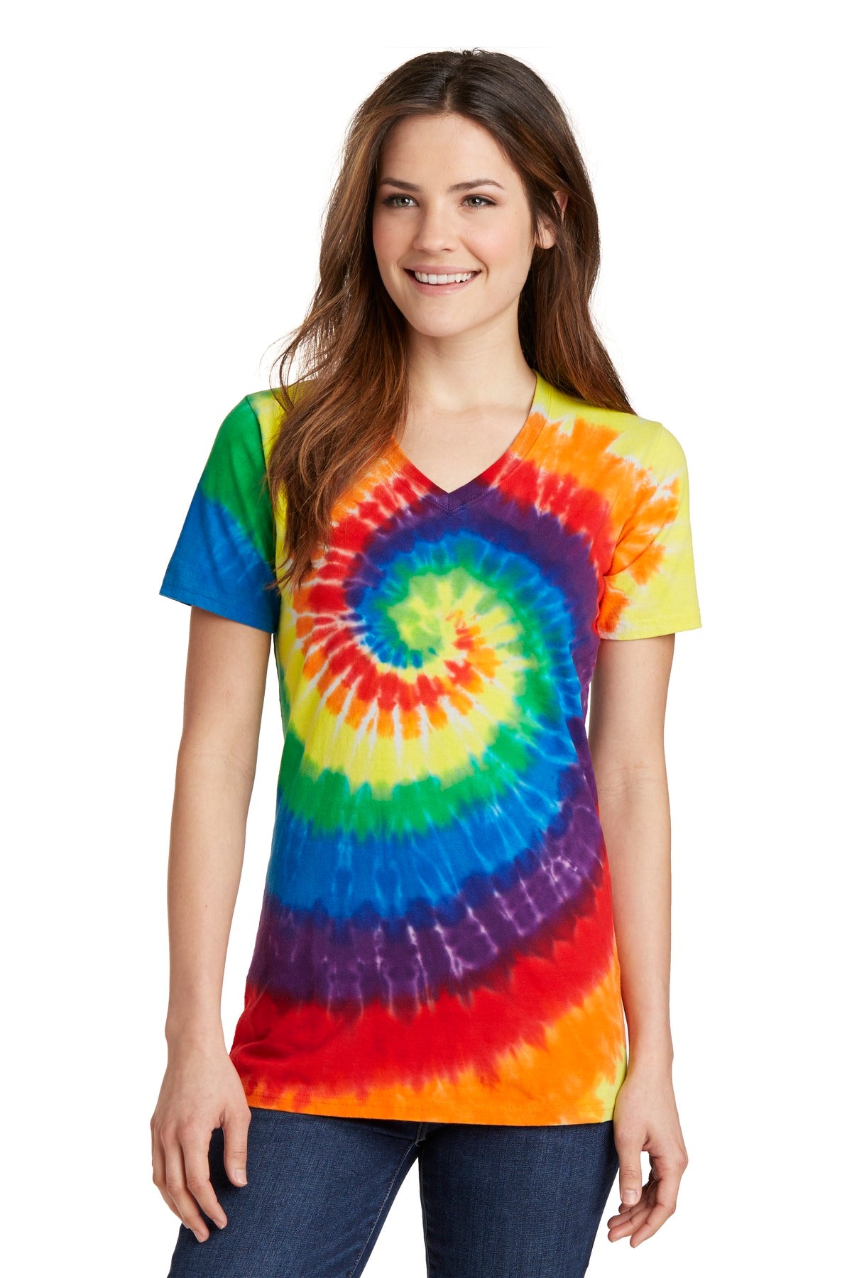 Port & Company? Women's Tie-Dye V-Neck Tee.  LPC147V