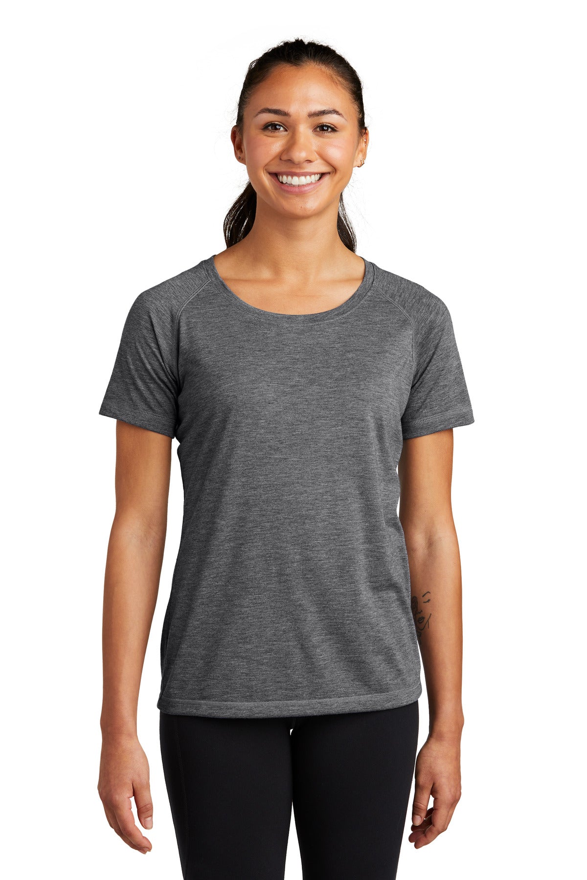 Sport-Tek ? Women's PosiCharge ? Tri-Blend Wicking Scoop Neck Raglan Tee. LST400