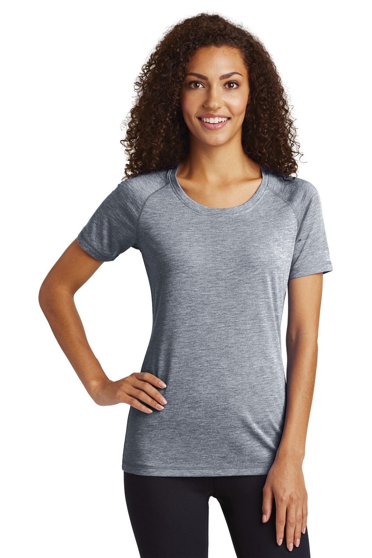 Sport-Tek ? Women's PosiCharge ? Tri-Blend Wicking Scoop Neck Raglan Tee. LST400