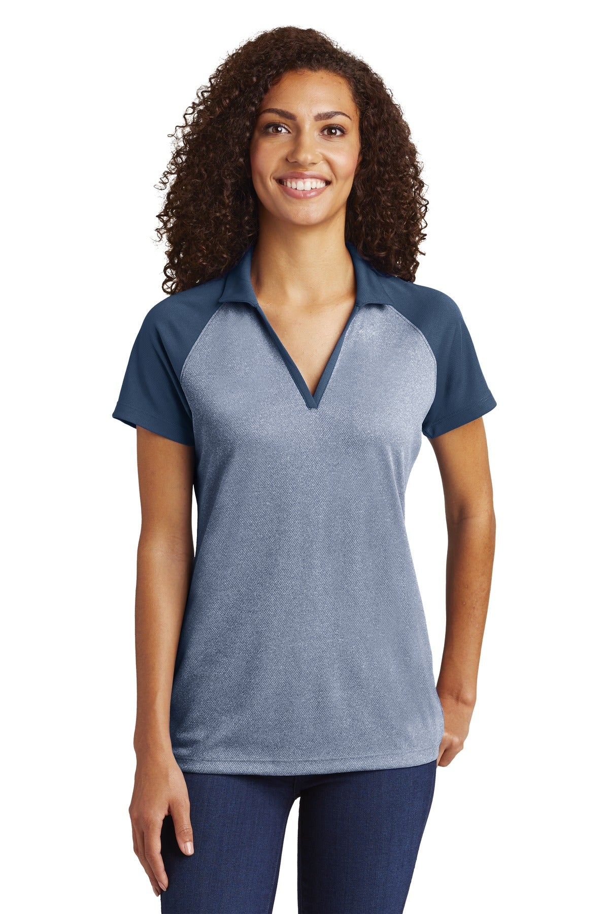 Sport-Tek ? Women's PosiCharge ? RacerMesh ? Raglan Heather Block Polo. LST641