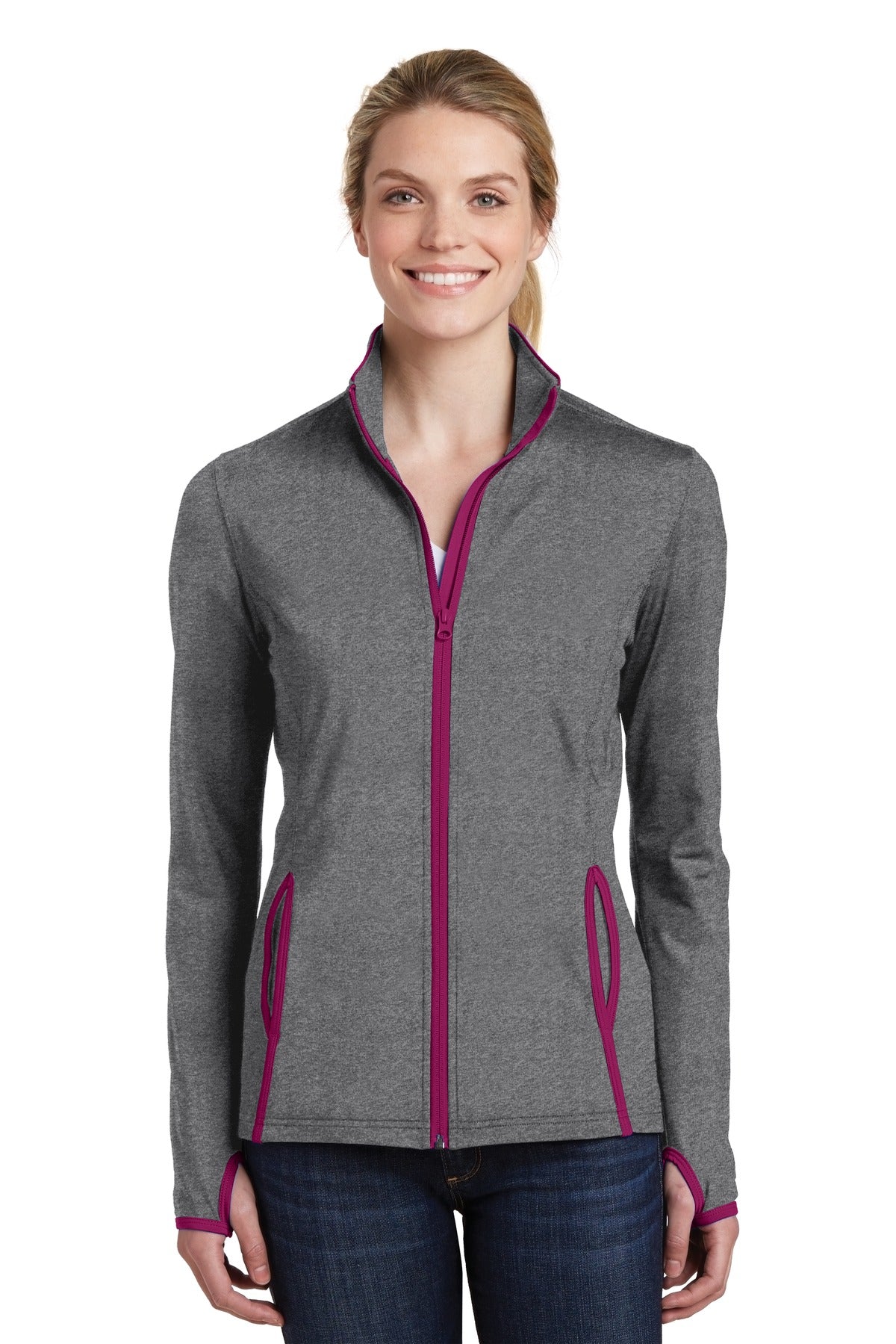 Sport-Tek? Women's Sport-Wick? Stretch Contrast Full-Zip Jacket.  LST853