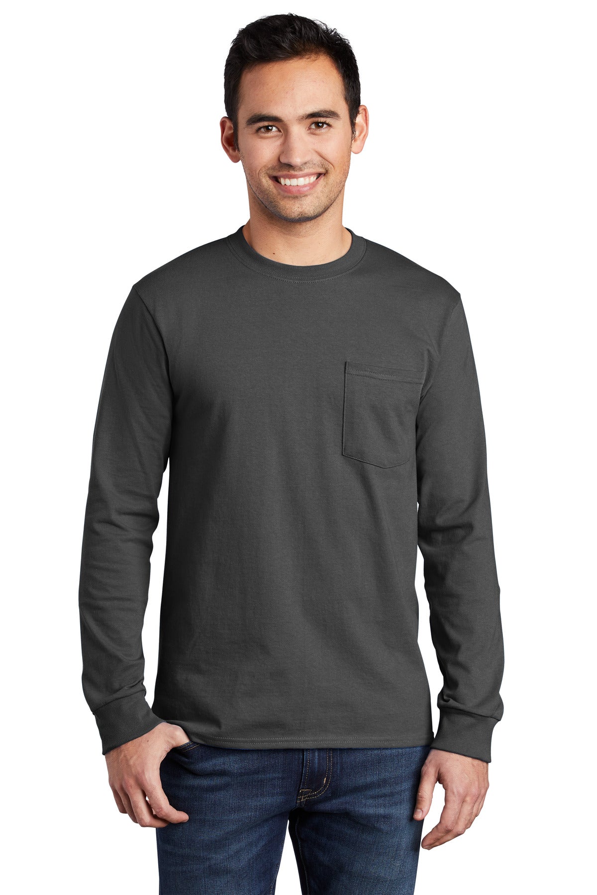 Port & Company? Tall Long Sleeve Essential Pocket Tee. PC61LSPT