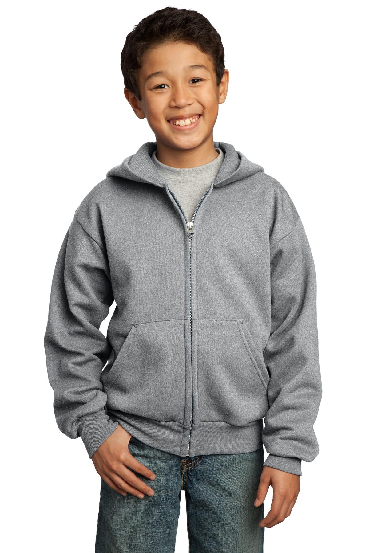 Port & Company? - Youth Core Fleece Full-Zip Hooded Sweatshirt.  PC90YZH