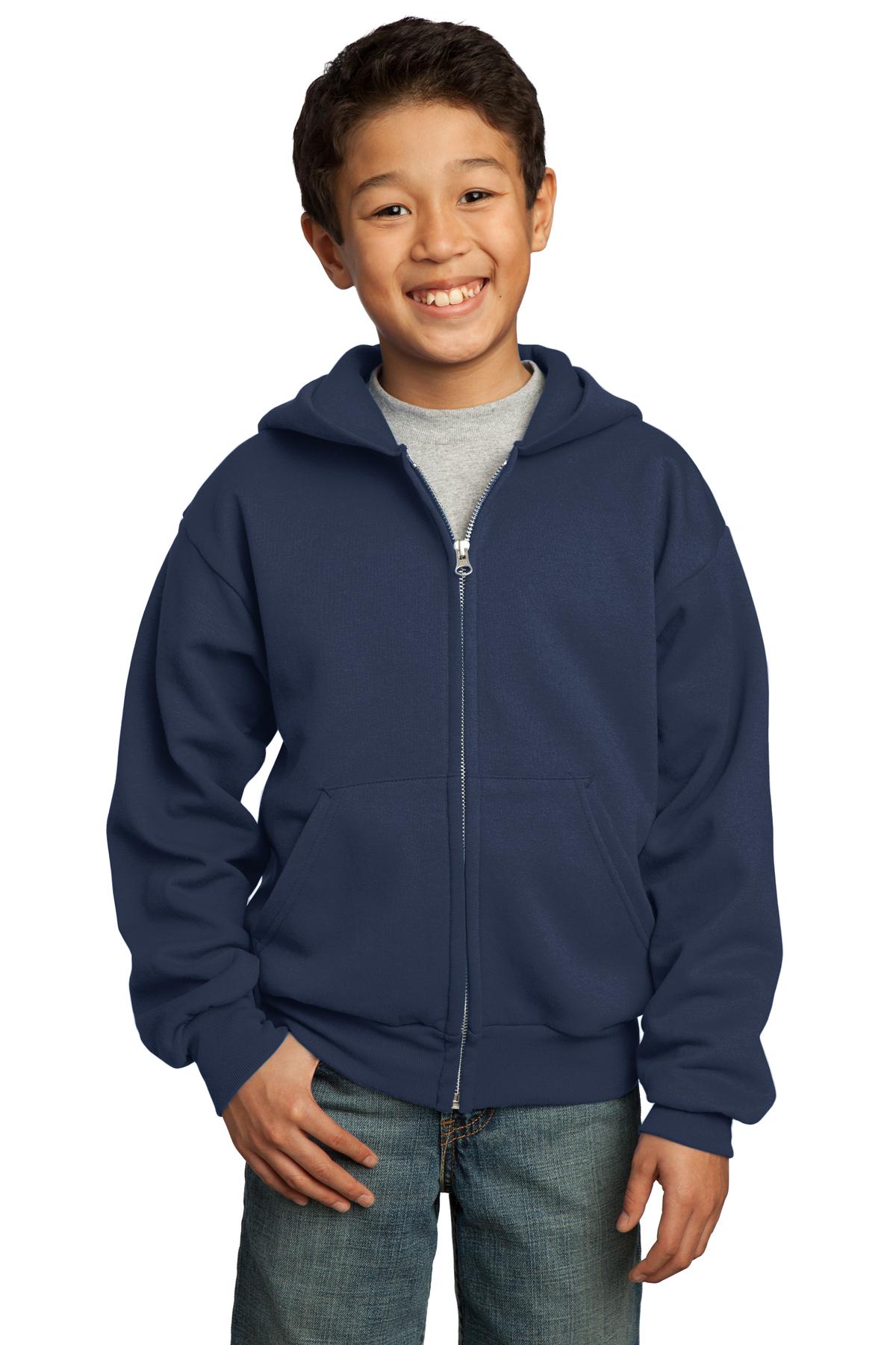 Port & Company? - Youth Core Fleece Full-Zip Hooded Sweatshirt.  PC90YZH