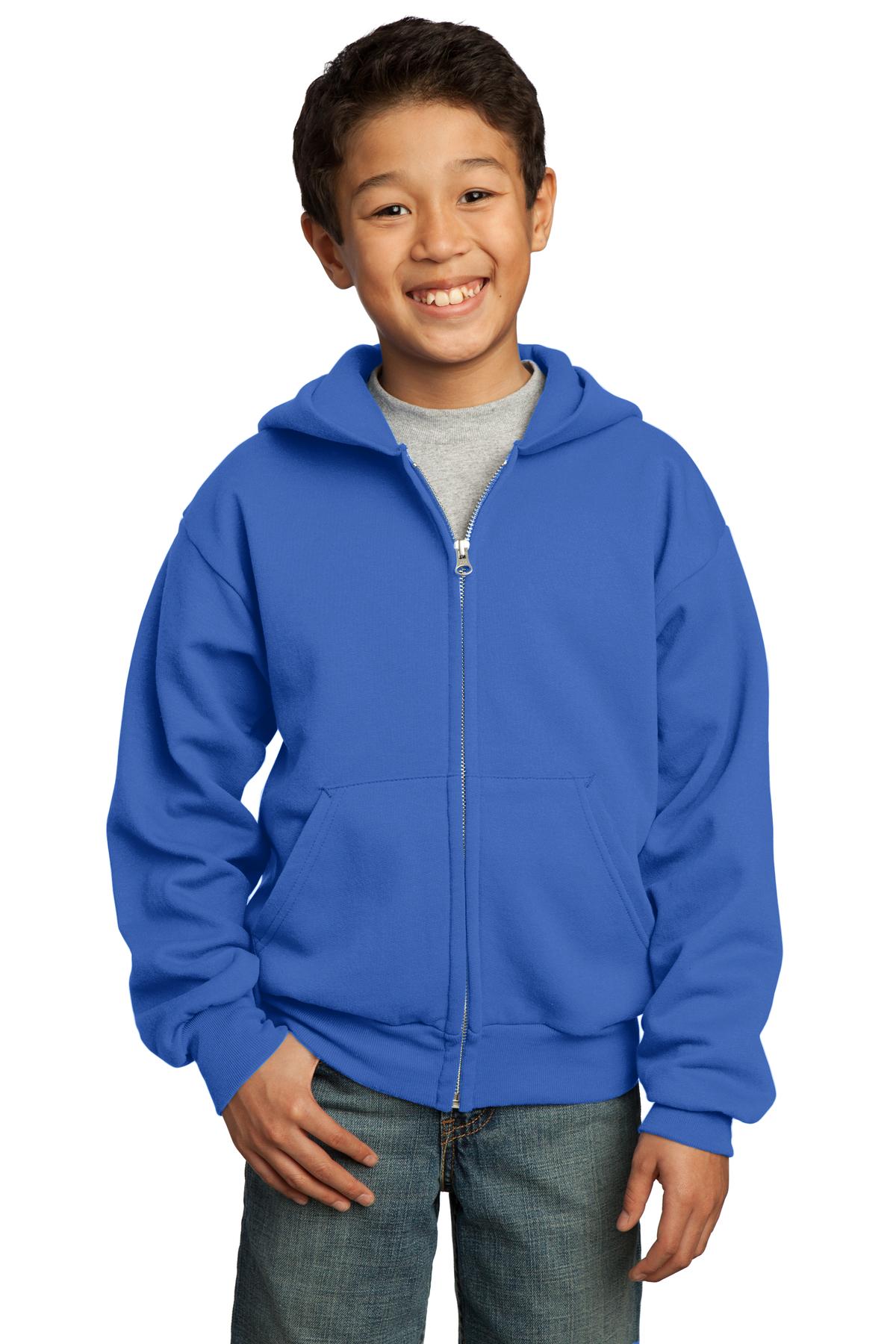 Port & Company? - Youth Core Fleece Full-Zip Hooded Sweatshirt.  PC90YZH