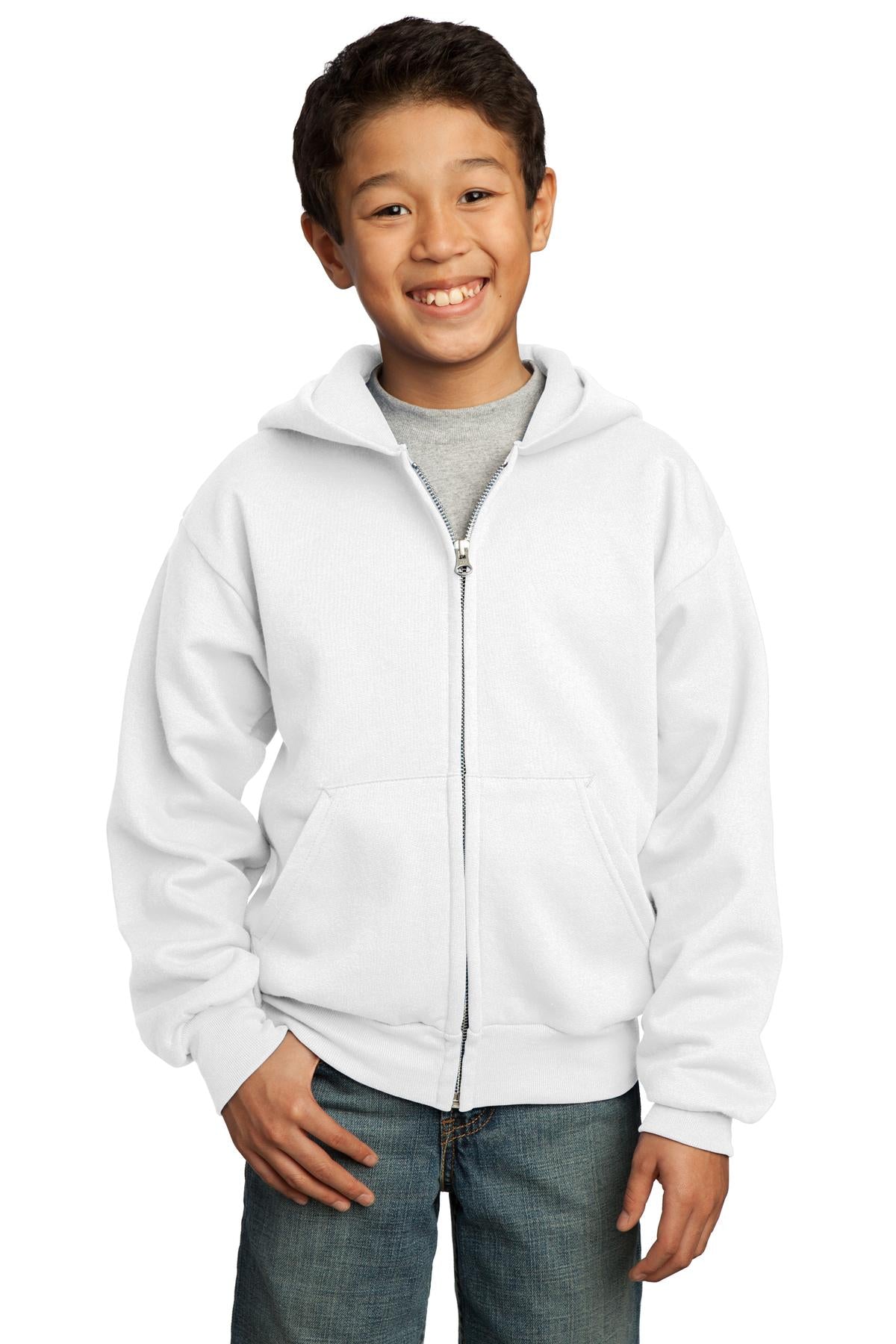 Port & Company? - Youth Core Fleece Full-Zip Hooded Sweatshirt.  PC90YZH