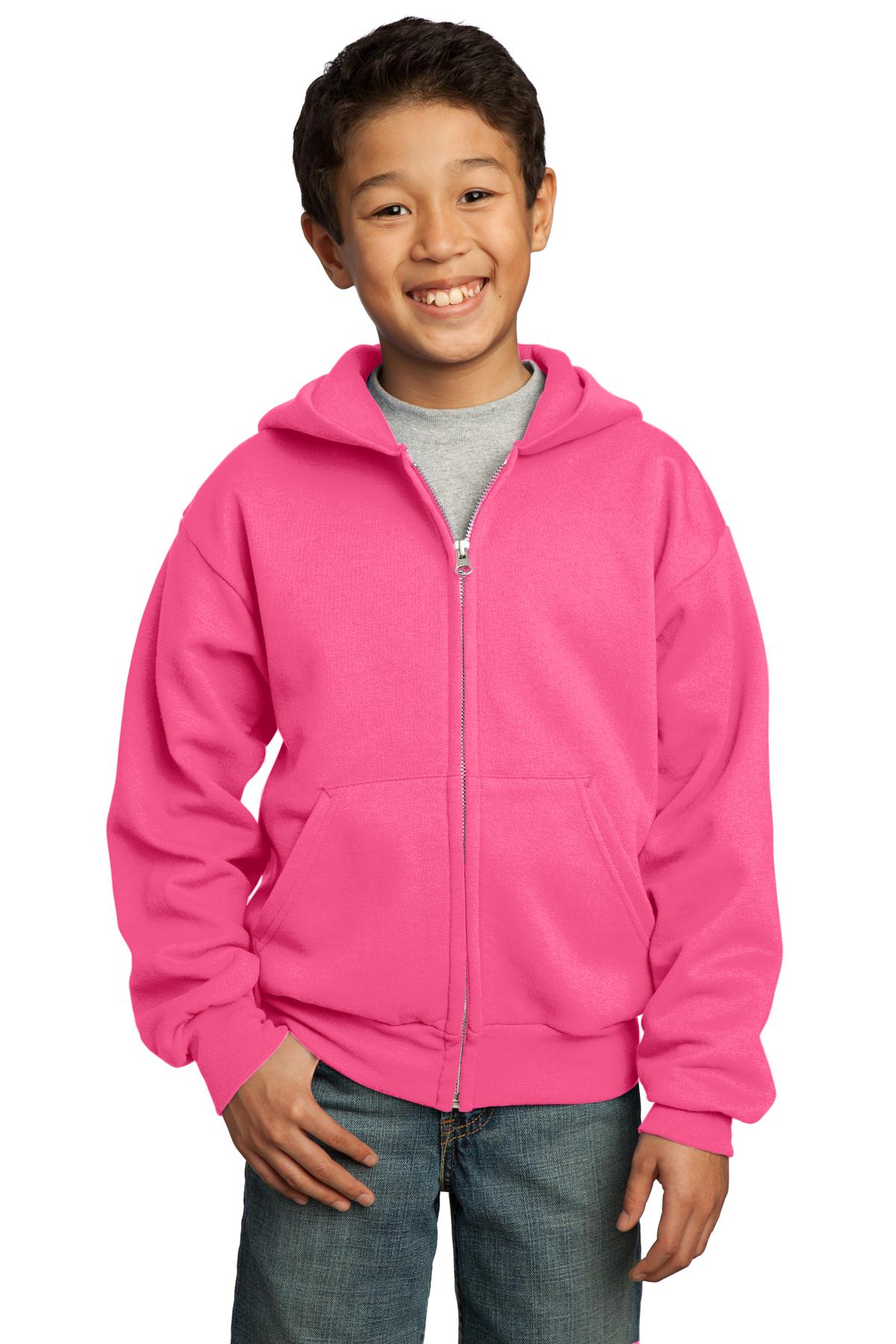 Port & Company? - Youth Core Fleece Full-Zip Hooded Sweatshirt.  PC90YZH