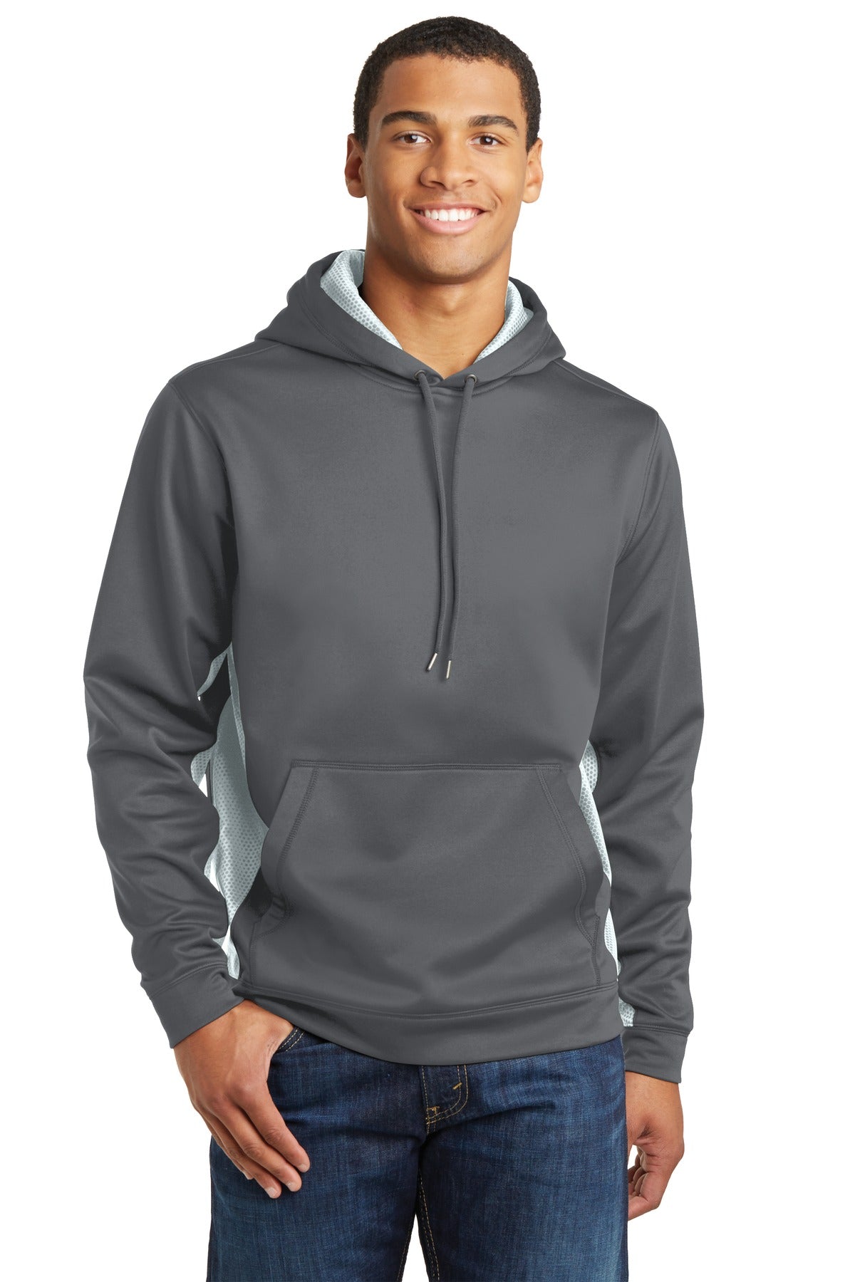 Sport-Tek? Sport-Wick? CamoHex Fleece Colorblock Hooded Pullover. ST239