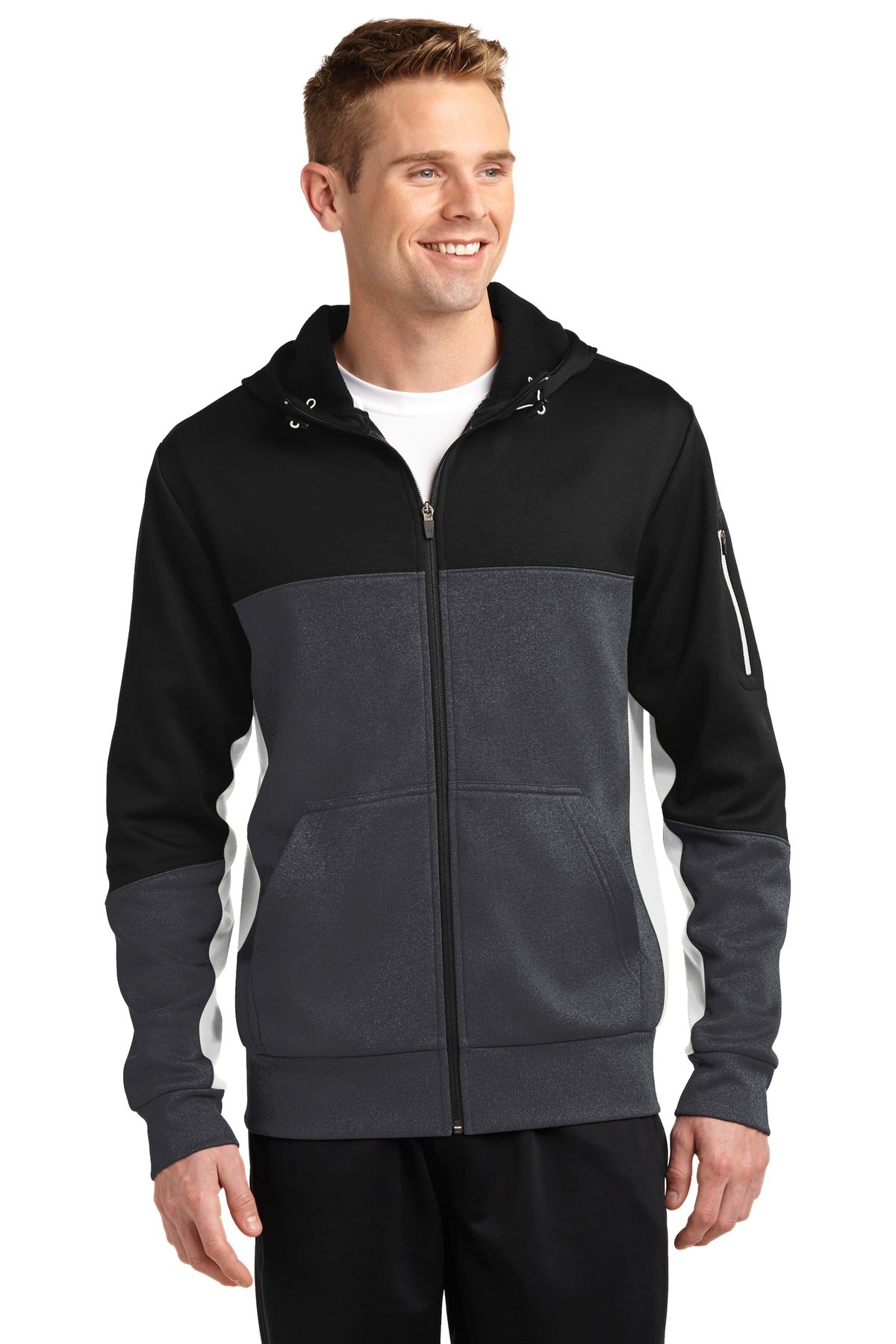 Sport-Tek? Tech Fleece Colorblock Full-Zip Hooded Jacket. ST245