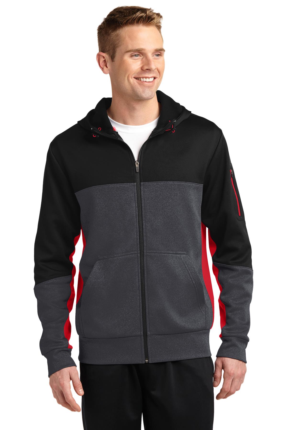 Sport-Tek? Tech Fleece Colorblock Full-Zip Hooded Jacket. ST245