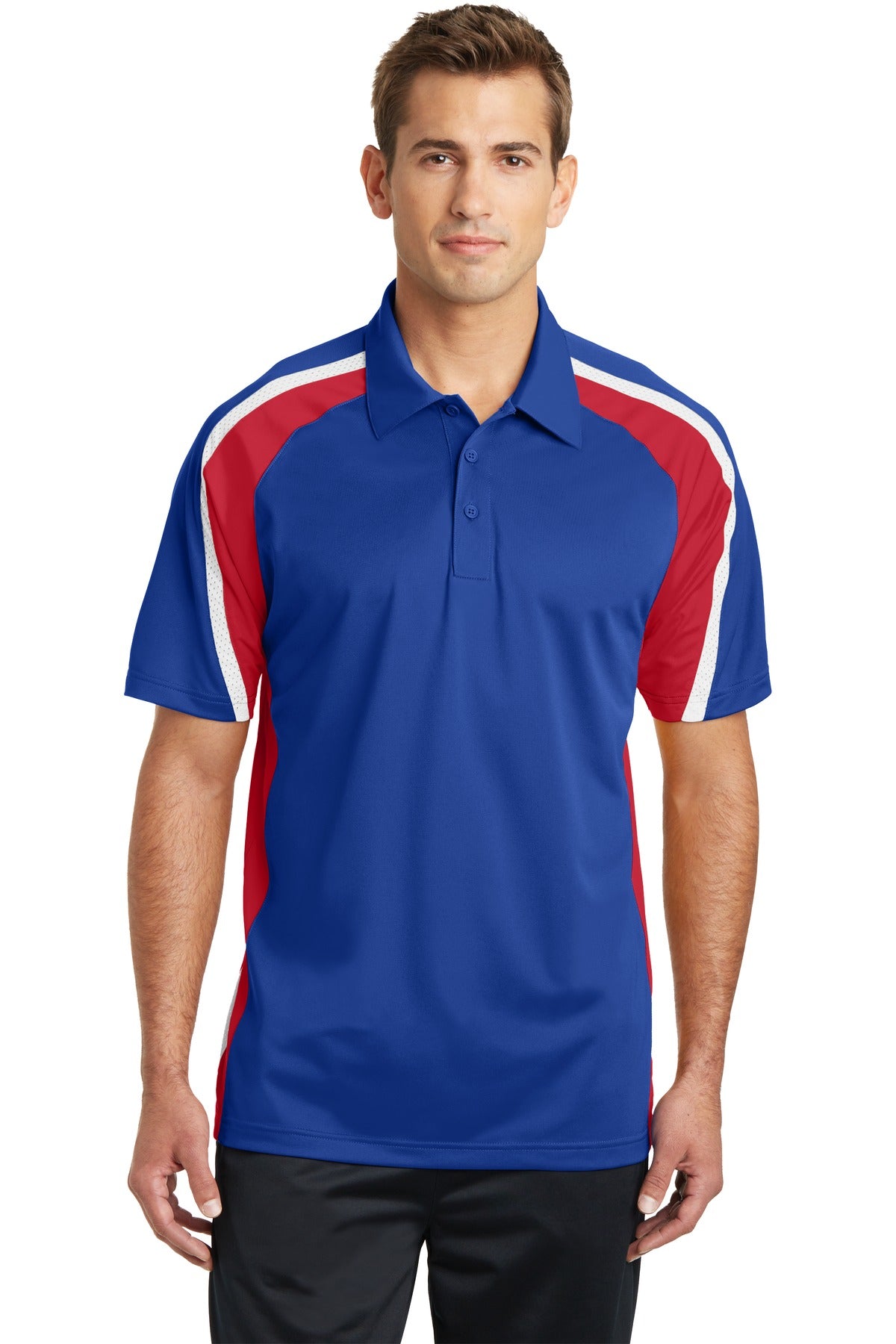 Sport-Tek? Tricolor Micropique Sport-Wick? Polo. ST654