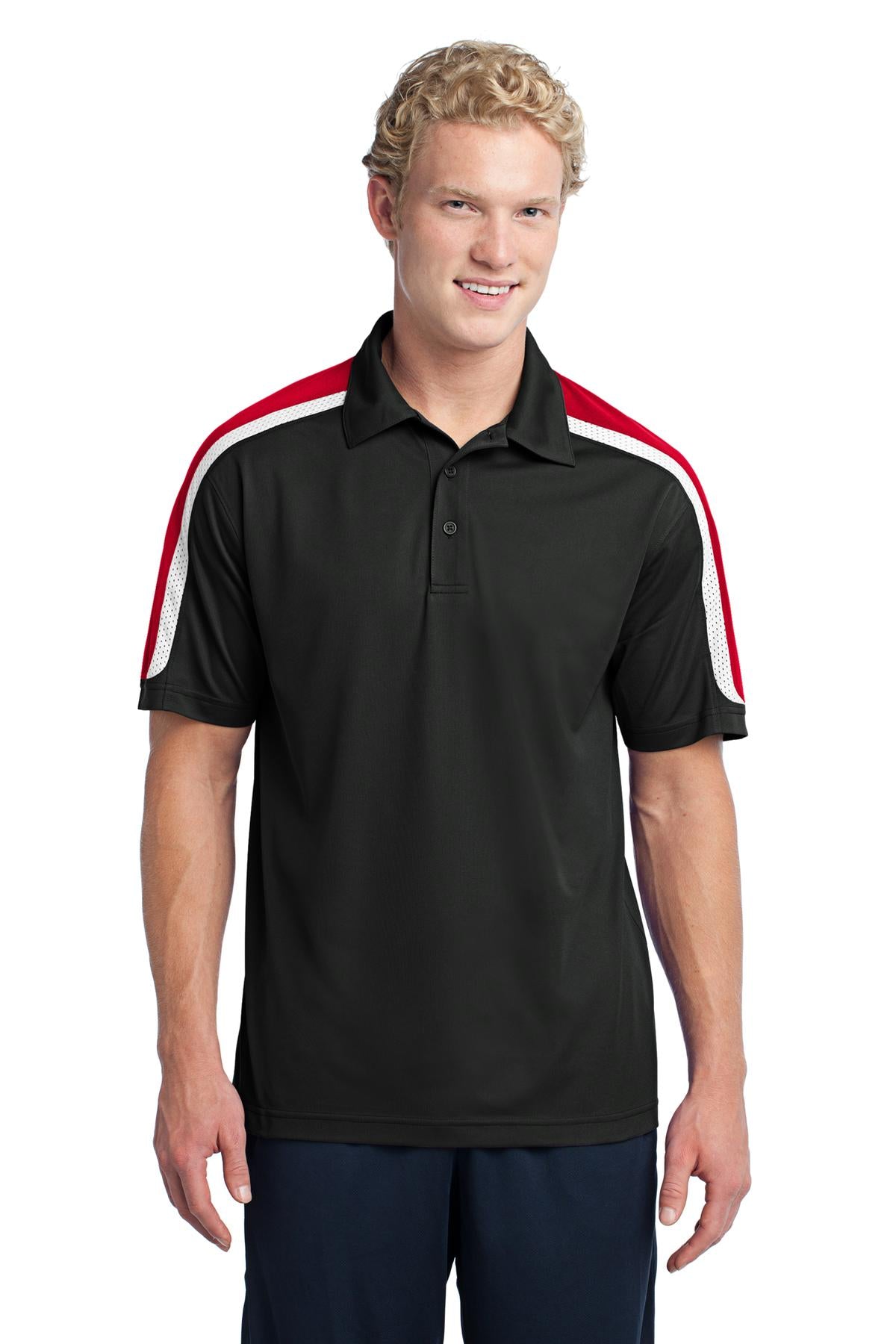 Sport-Tek? Tricolor Shoulder Micropique Sport-Wick? Polo. ST658