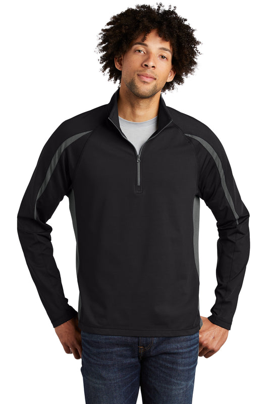 Sport-Tek? Sport-Wick? Stretch 1/2-Zip Colorblock Pullover. ST851