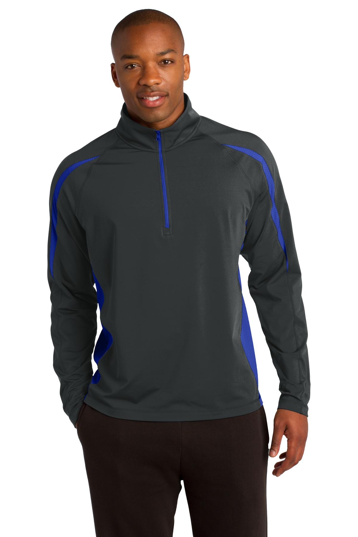 Sport-Tek? Sport-Wick? Stretch 1/2-Zip Colorblock Pullover. ST851