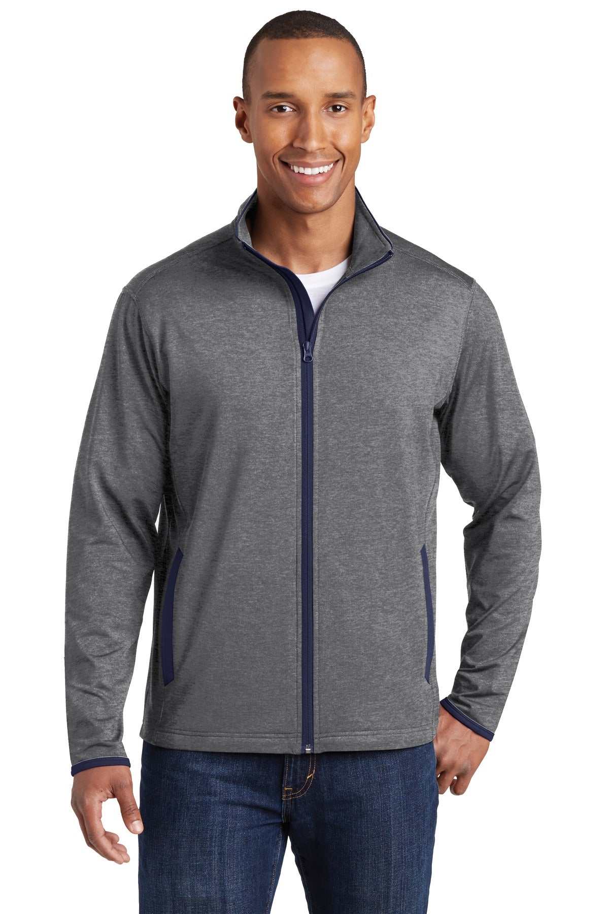 Sport-Tek? Sport-Wick? Stretch Contrast Full-Zip Jacket.  ST853