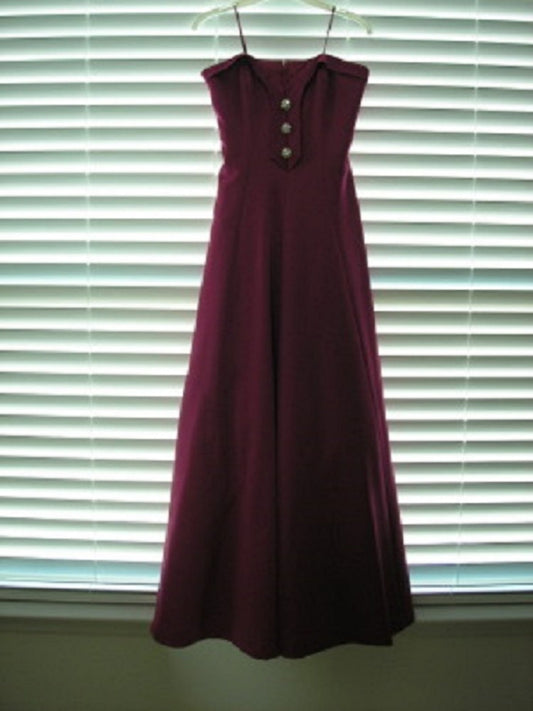 Victor Costa Women Dress Satin Purple Dark 3 Front-Button Size 8