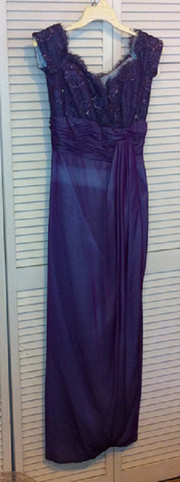 Victor Costa Women Dress Lace Purple Bodice Pleated Size 8