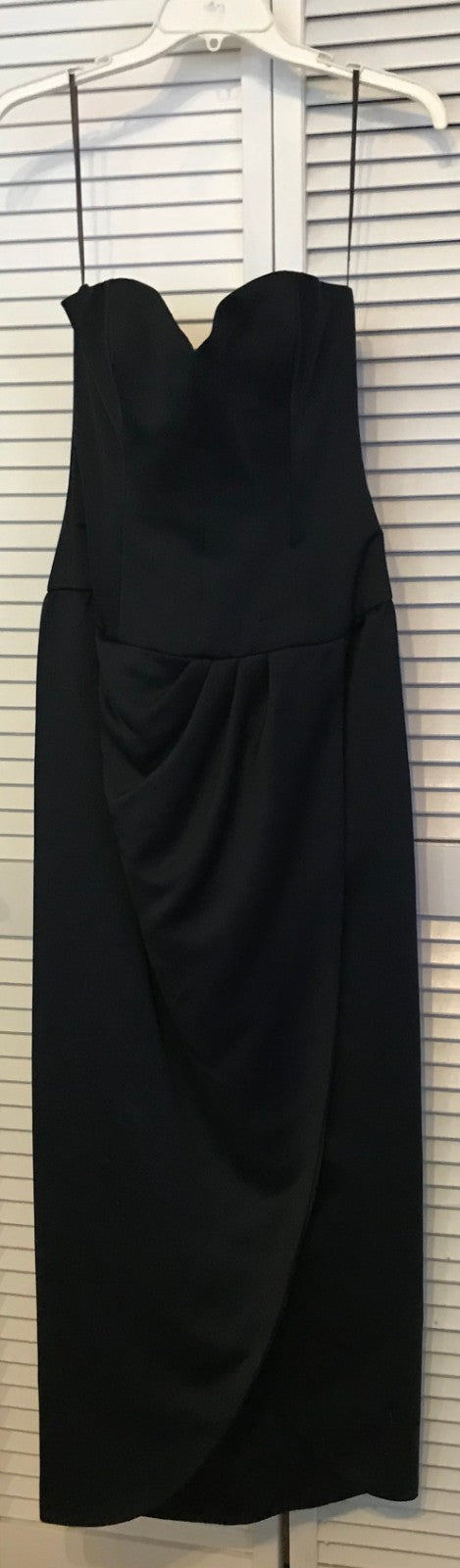 Victor Costa Women Dress Satin Black 3-1 Inch Fold at Waist Size 12