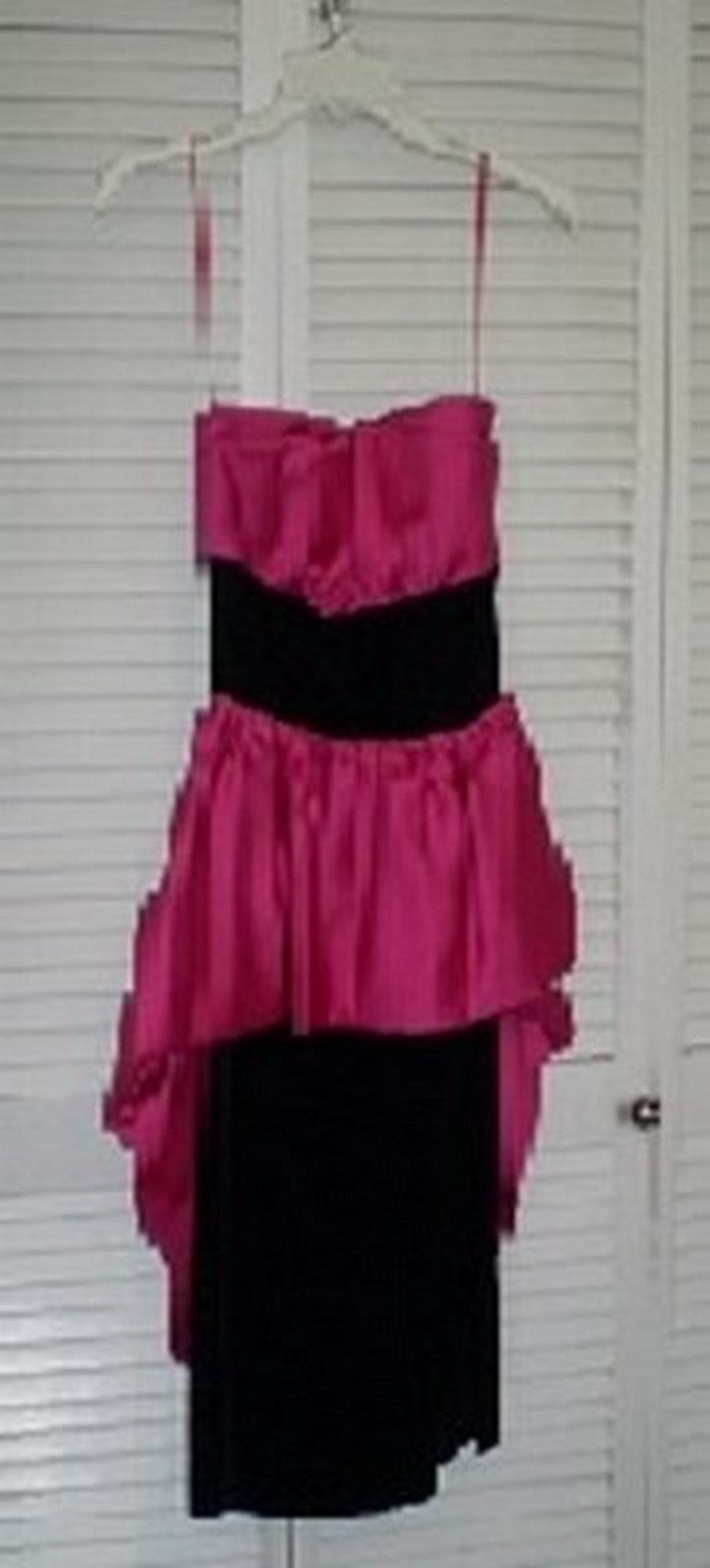 Victor Costa Women Dress Satin Red Velvet Black at Waist Midi Size 8