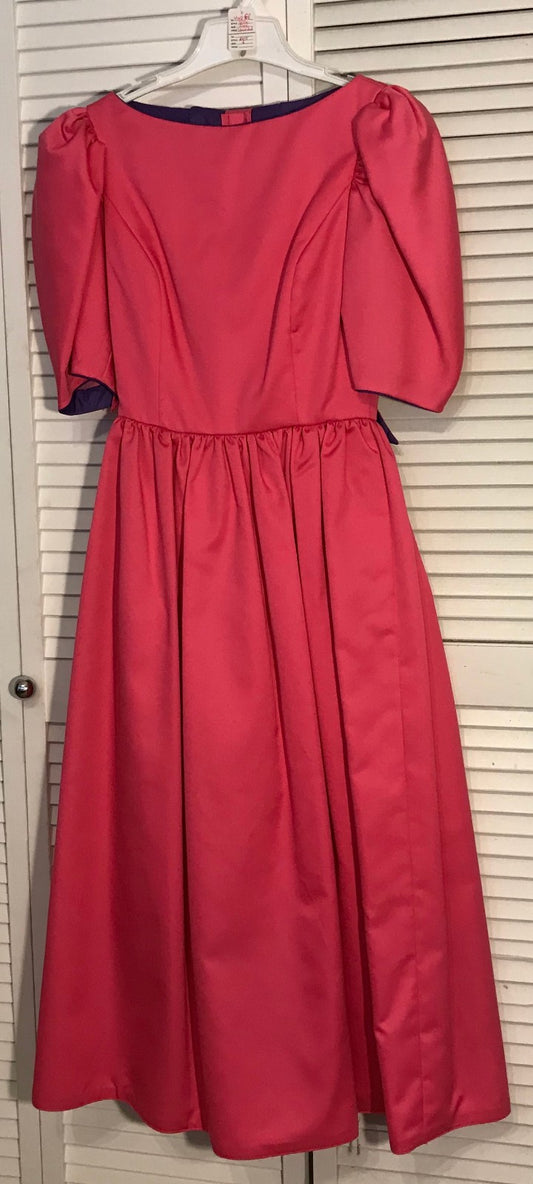 Victor Costa Women Dress Satin Pink 3 Bow Back Lined Purple Size 6