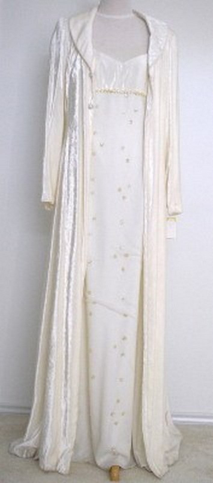 Victor Costa Women Dress Suit Dress & Coat Velvet Ivory w/Gold Stars