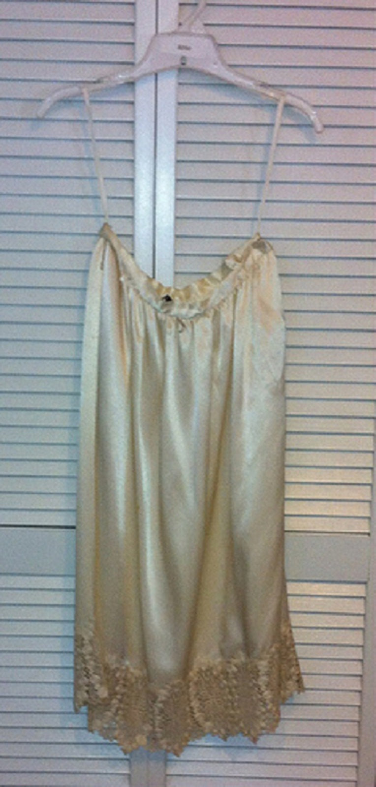 Victor Costa Women Skirt Satin Ivory Lace-Trim-at-Hem Size 6