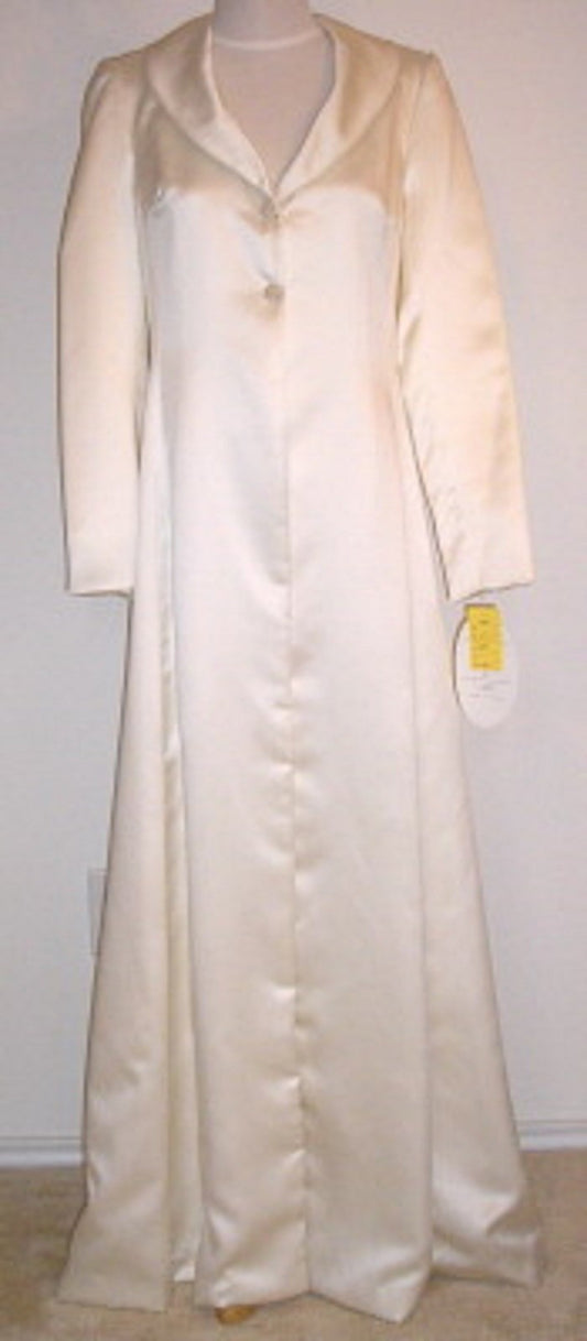 Watters & Watters Women Coat Satin Off White 2 Front Bottons Size 8