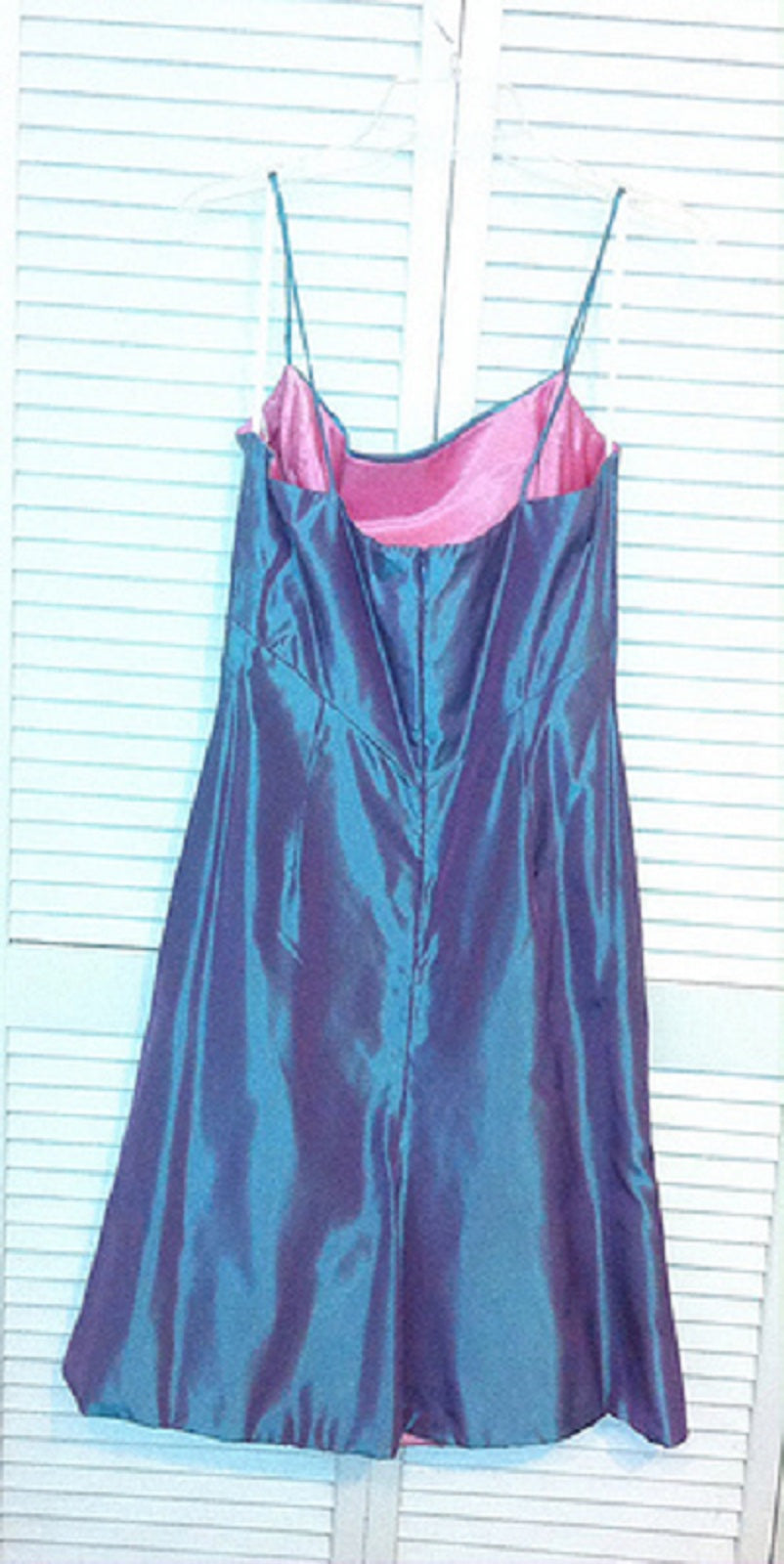 Watters & Watters Women Dress Taffeta Blue Lined Pink Midi Size 2