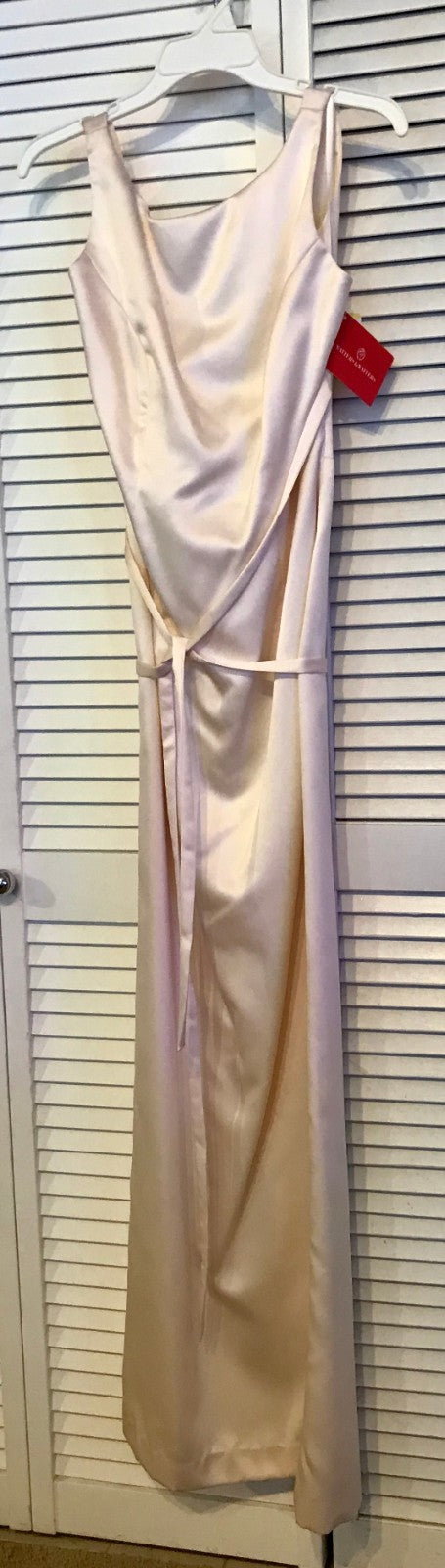 Watters & Watters Women Dress Satin Ivory Belt Around Size 8