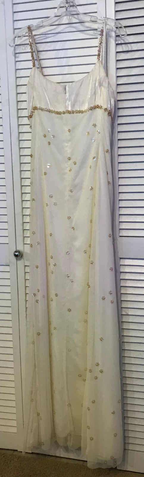 Watters & Watters Women Dress Velvet Ivory Chiffon Gold Lite Flowers Size 8