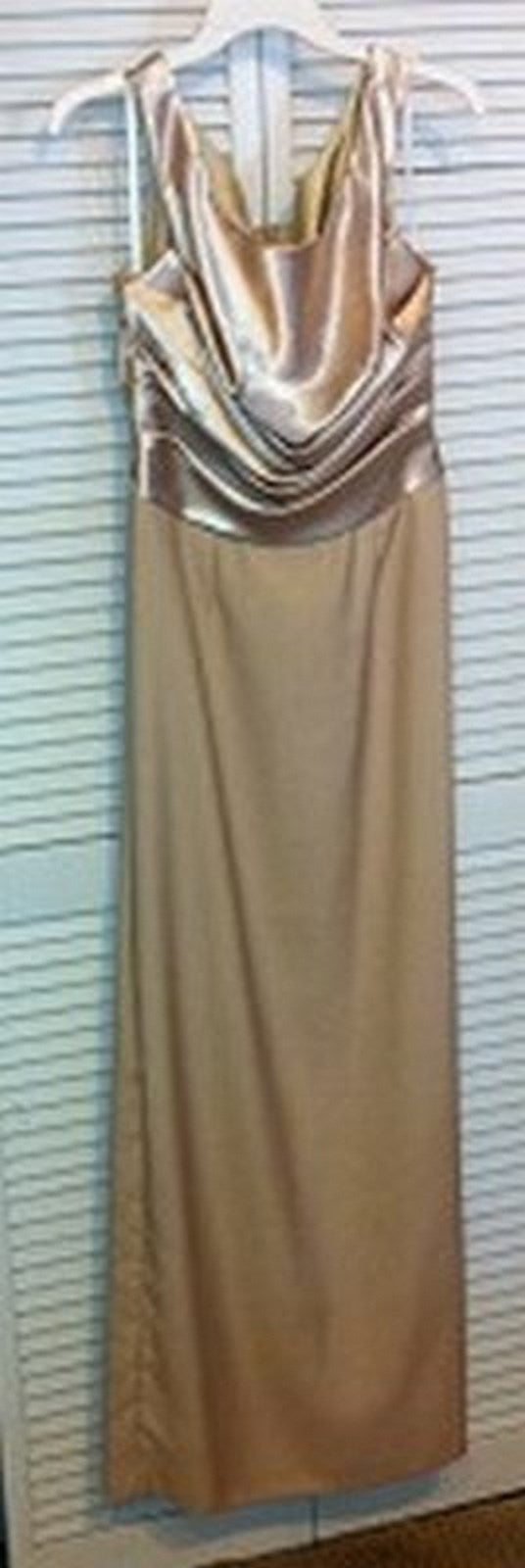 Watters & Watters Women Dress Satin Gold Pleated Bodice Size 8