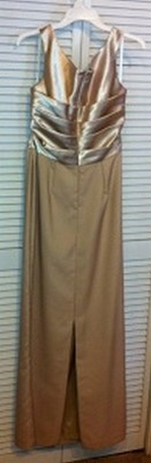 Watters & Watters Women Dress Satin Gold Pleated Bodice Size 8