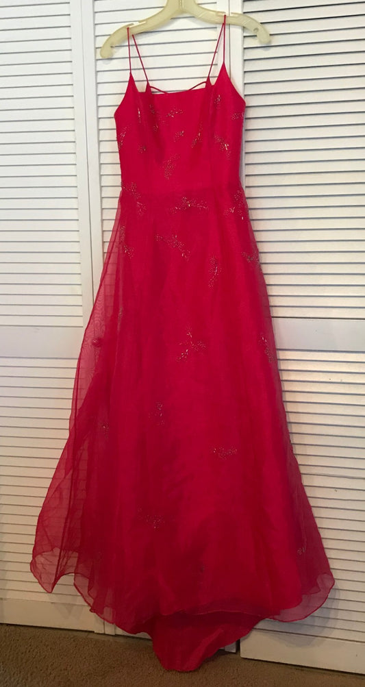 Watters & Watters Women Dress Chiffon Red Hand-Sew Trim on Size 6