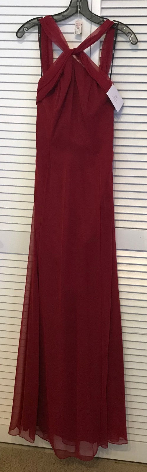 Watters & Watters Women Dress Chiffon Maroon Belts Cross Size 2