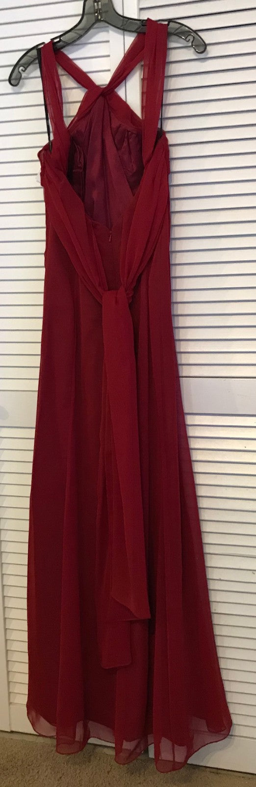 Watters & Watters Women Dress Chiffon Maroon Belts Cross Size 2