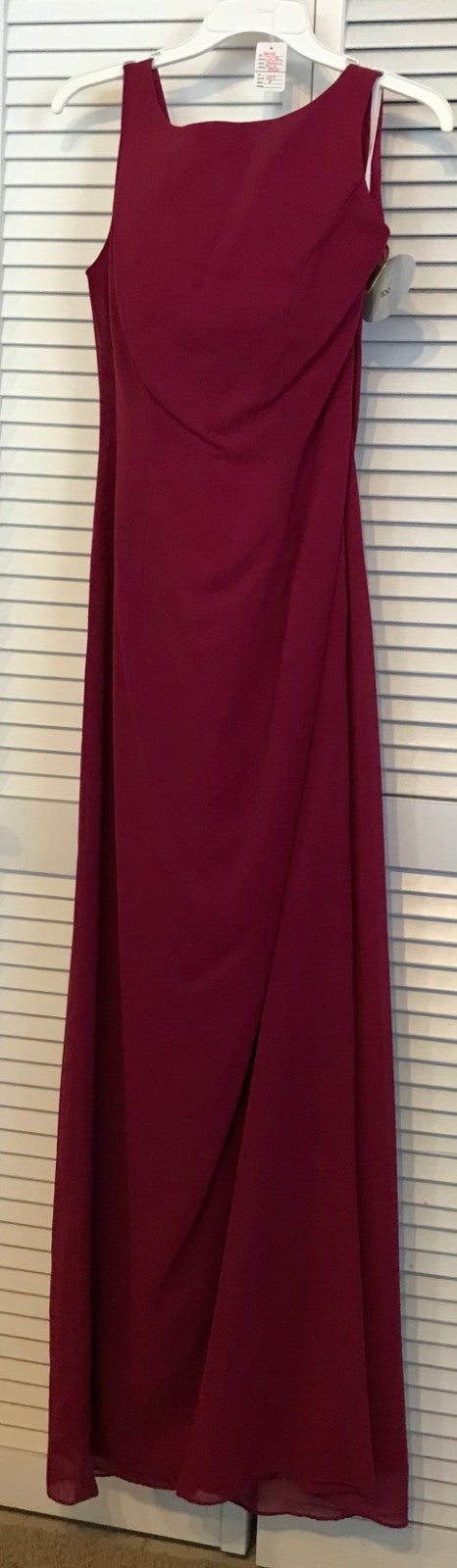 Watters & Watters Women Dress Chiffon Maroon Tucking Back Size 2