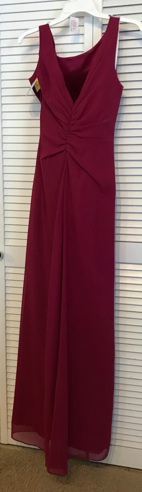 Watters & Watters Women Dress Chiffon Maroon Tucking Back Size 8