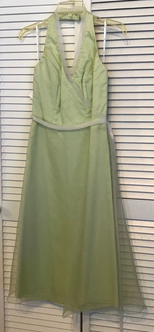 Watters & Watters/WToo Women Dress Chiffon Lime Belt White Size 4