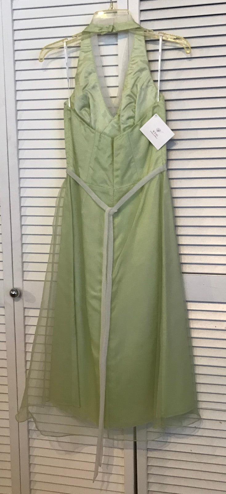 Watters & Watters/WToo Women Dress Chiffon Lime Belt White Size 4