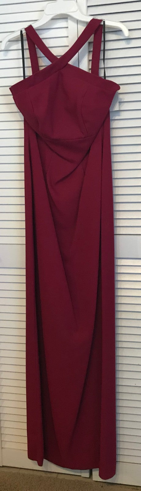 Watters & Watters Women Dress Crepe/Acetate Maroon Cross Shoulder Straps Size 8