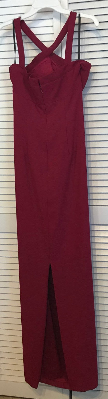 Watters & Watters Women Dress Crepe/Acetate Maroon Cross Shoulder Straps Size 8