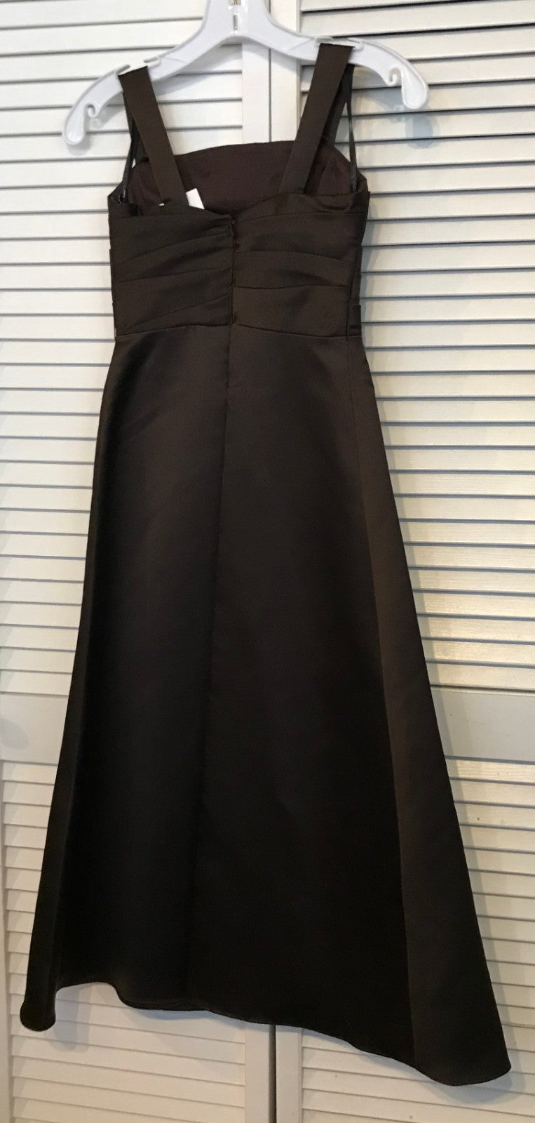 Watters & Watters Women Dress Satin Brown Dark Tucking Bodice Size 6