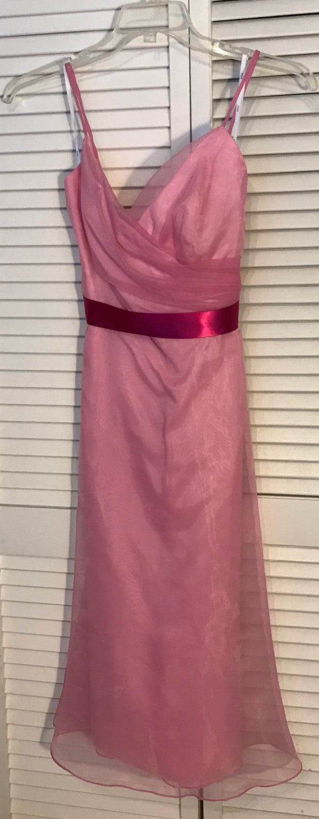 Watters & Watters Women Dress Silk Organza Pink Ribbon Belt Size 6