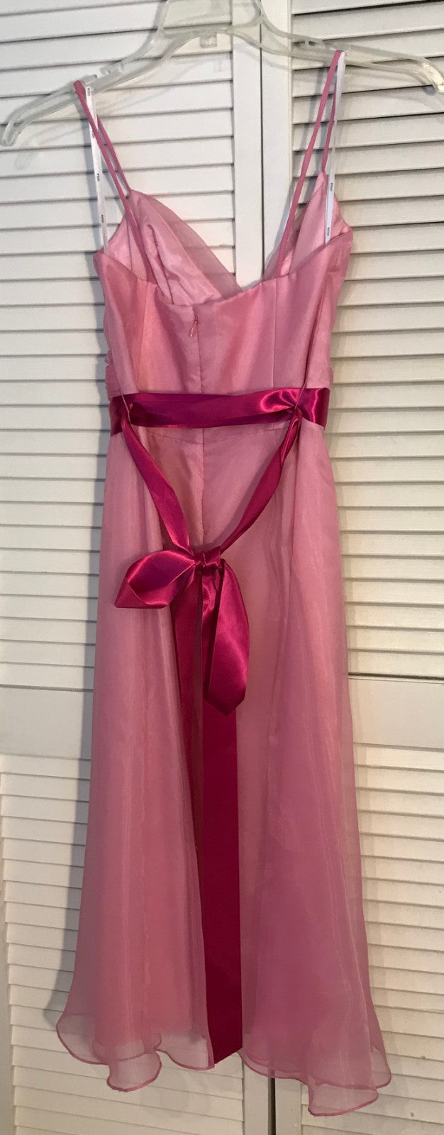 Watters & Watters Women Dress Silk Organza Pink Ribbon Belt Size 6